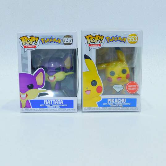 Funko Pop Pokemon Diamond Pikachu 553 & Rattata 595 Vinyl Figures IOB image number 1