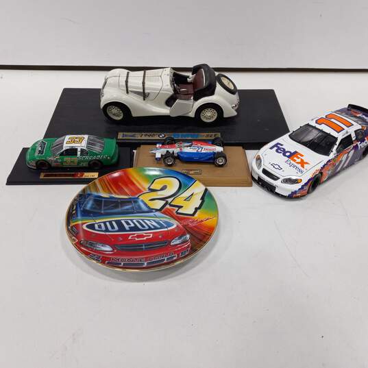 4 Die-Cast Collector Racing Cars Bundle & Rainbow Rocket Numbered Plate image number 1