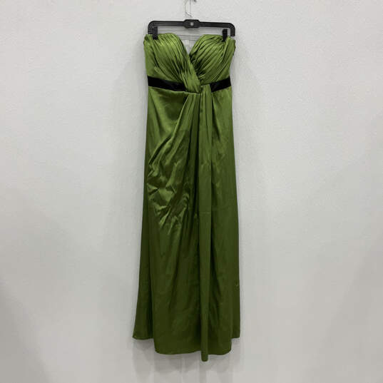 Womens Green Black Strapless Back Zip Cocktail Long Fit & Flare Dress Sz 16 image number 1