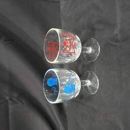 Pair of Footed Beer Goblets Budweiser and Pabst Blue Ribon
