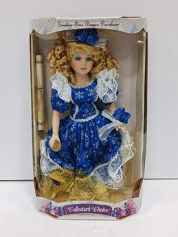 Porcelain Doll of Girl In Blue Dress In Box
