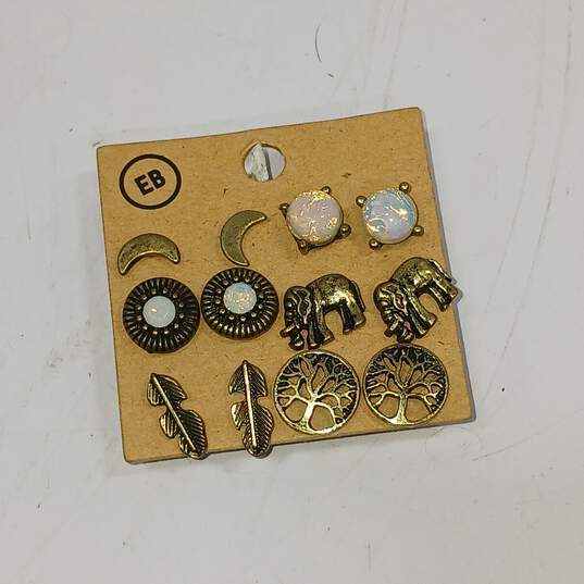 Gold Toned w/Mixed Color Fashion Jewelry Assorted 6pc Lot image number 2