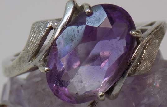 Vintage 14k White Gold Amethyst Bypass Ring 3.4g image number 4