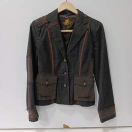 Hybris Women's Brown Pinstriped Blazer Jacket Size 2
