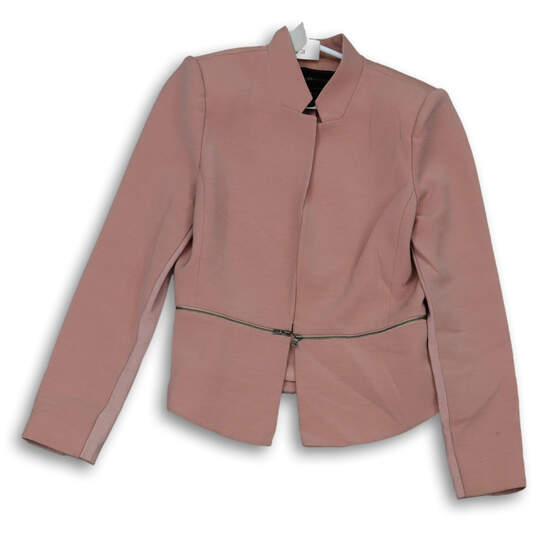 Womens Pink Long Sleeve Stand Up Collar Open Front Blazer Size Small image number 1