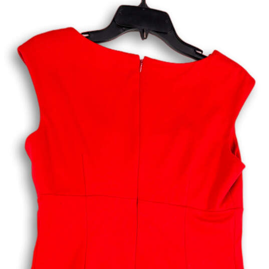 Womens Red Square Neck Sleeveless Knee Length Back Zip Sheath Dress Size 10 image number 4
