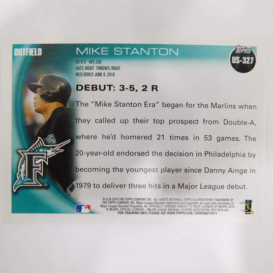 2010 Giancarlo Stanton Topps Rookie Update Series Miami Marlins image number 4