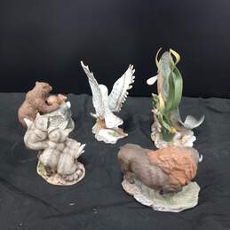 5pc. Bundle of Assorted Homco Woodland Animal Figurines with Wooden Stands alternative image