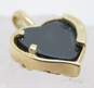 Fancy 10k Yellow Gold Onyx Leaf Etched Heart Pendant 2.4g image number 6