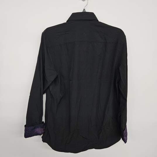 Black Button Up Collared Dress Shirt image number 2
