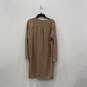 NWT Womens Brown Pleated Long Sleeve Round Neck Pullover Shift Dress XS image number 2