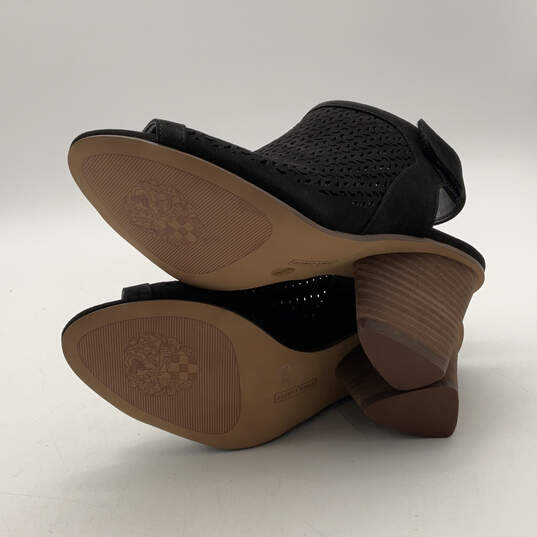 NIB Womens Black Brown Leather Open Toe Slingback Heels Size 7W image number 3