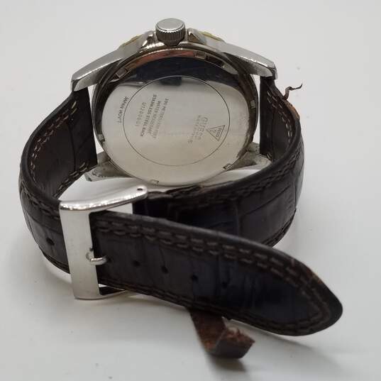 Guess Vintage Design Gold tone Bezel 43mm Case Chronograph Leather Band Mens Quartz Watch image number 7
