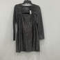 NWT Womens Silver Black Crew Neck Cutout Long Sleeve Mini Dress Size S image number 1