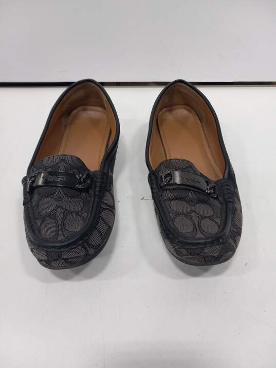 Coach Signature Olive Monogram Pattern Loafer Flats Size 7.5B image number 1