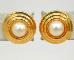 14K Gold Pearl Post Earrings 2.4g alternative image