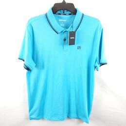 DKNY Men Aqua Blue Polo Shirt M NWT
