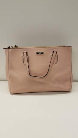 Kate Spade Leighann Laurel Way Pink Crossgrain Leather Double Zip Large Shoulder Tote Bag