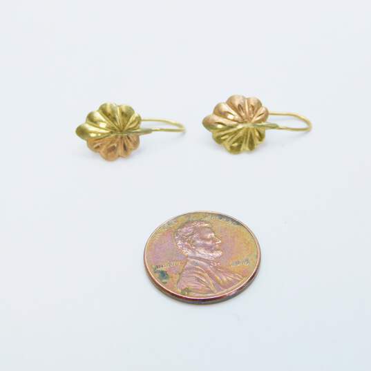 10K Two Tone Gold Ridged Earrings 1.0g image number 5