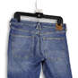 Women's Blue Denim Distressed 5-Pocket Design Straight Leg Jeans Size 27 image number 4