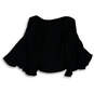 Womens Black Long Flare Sleeve Off The Shoulder Pullover Blouse Top Size M image number 2