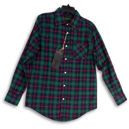 Mens Multicolor Plaid Long Sleeve Flannel Collared Button-Up Shirt Size S