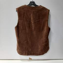 Men's Brown Leather Full Zip Vest alternative image
