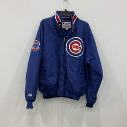Mens Blue Red Chicago Cubs Baseball Full-Zip Jacket Coat Size Large