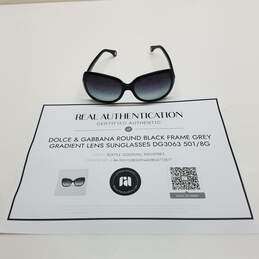 AUTHENTICATED Dolce & Gabbana Round Black Frame Grey Gradient Lens Sunglasses