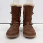 Women's Brown Leather Ugg Boots Size 9 image number 4