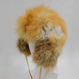 Fox Fur Ushanka Trapper Hat Fleece Lined Leather Drawstring alternative image