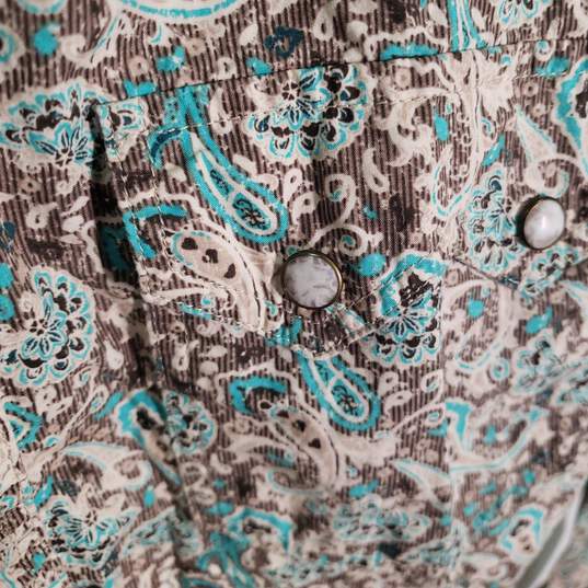 Mens Paisley Medium Fit Collared Long Sleeve Button-Up Shirt Size Medium image number 3