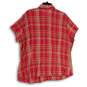 Womens Multicolor Plaid Short Sleeve Collared Button-Up Shirt Size XXL image number 2