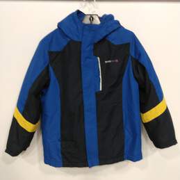 Boys Blue Full Zip Long Sleeve Hooded Windbreaker Jacket Size L (10/12)