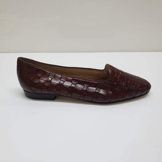 Enzo Angiolini Leather Brown Woven Slip On Flats Loafer Sz 5.5 image number 2
