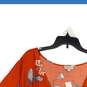 NWT Loft Womens Orange Floral Surplice Neck Pullover Blouse Top Size L image number 3