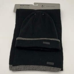 NWT Womens Black Knitted Climate Control Neck Warmer Beanie & Scarf Set