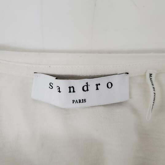 Sandro Paris WM's White & Blue Satin Lace Blouse Size SM image number 3