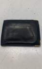 Black Leather Bifold ID Card Wallet 14K Trim Corners Men's image number 1