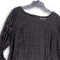 NWT Womens Black Lace Round Neck 3/4 Sleeve Back Zip Shift Dress Size 20W image number 3