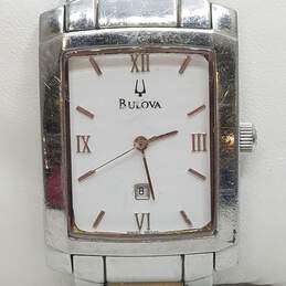 Bulova 23mm WR Quartz Rectangular Silver Tone Stainless Steel Watch alternative image