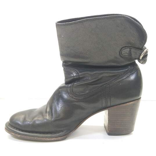 FRYE Black Leather Pull On Back Buckle Ankle Boots Shoes Women's Size 8.5 M image number 2