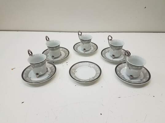 Bundle of 11 Casati Fine Porcelain Demitasse Tea Cups and Saucers image number 1