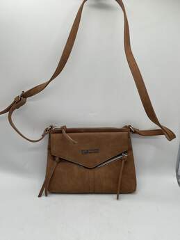 Womens Brown Inner Pockets Adjustable Strap Shoulder Crossbody Bag