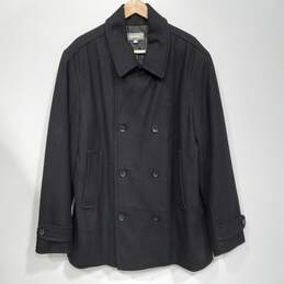 Merona Men's Black Wool Blend Pea Coat Size XL