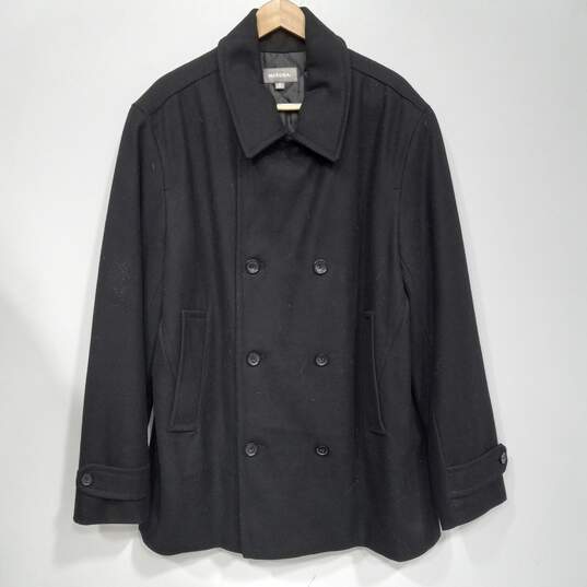 Merona Men's Black Wool Blend Pea Coat Size XL image number 1