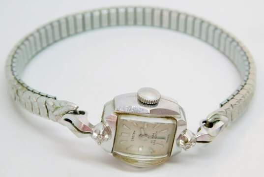 Vintage Croton Nivida Grenchen 14K White Gold Case 0.05 CTTW Diamond 17 Jewel Ladies Watch 13.6g image number 4