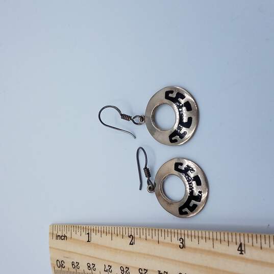 925 Mexico Sterling Silver Dangle Earrings w/ Enamel image number 2