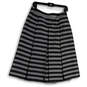 Womens Gray Striped Regular Fit Flat Front Elastic Waist A-Line Skirt Sz 6 image number 1