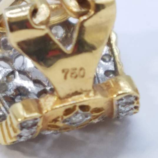 18K Gold Diamond Omega Back Earrings 7.9g image number 3